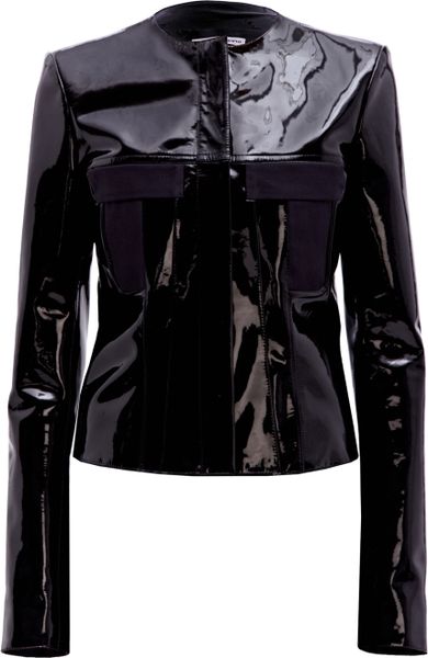 Paco Rabanne Womens Patent Leather Jacket in Black | Lyst