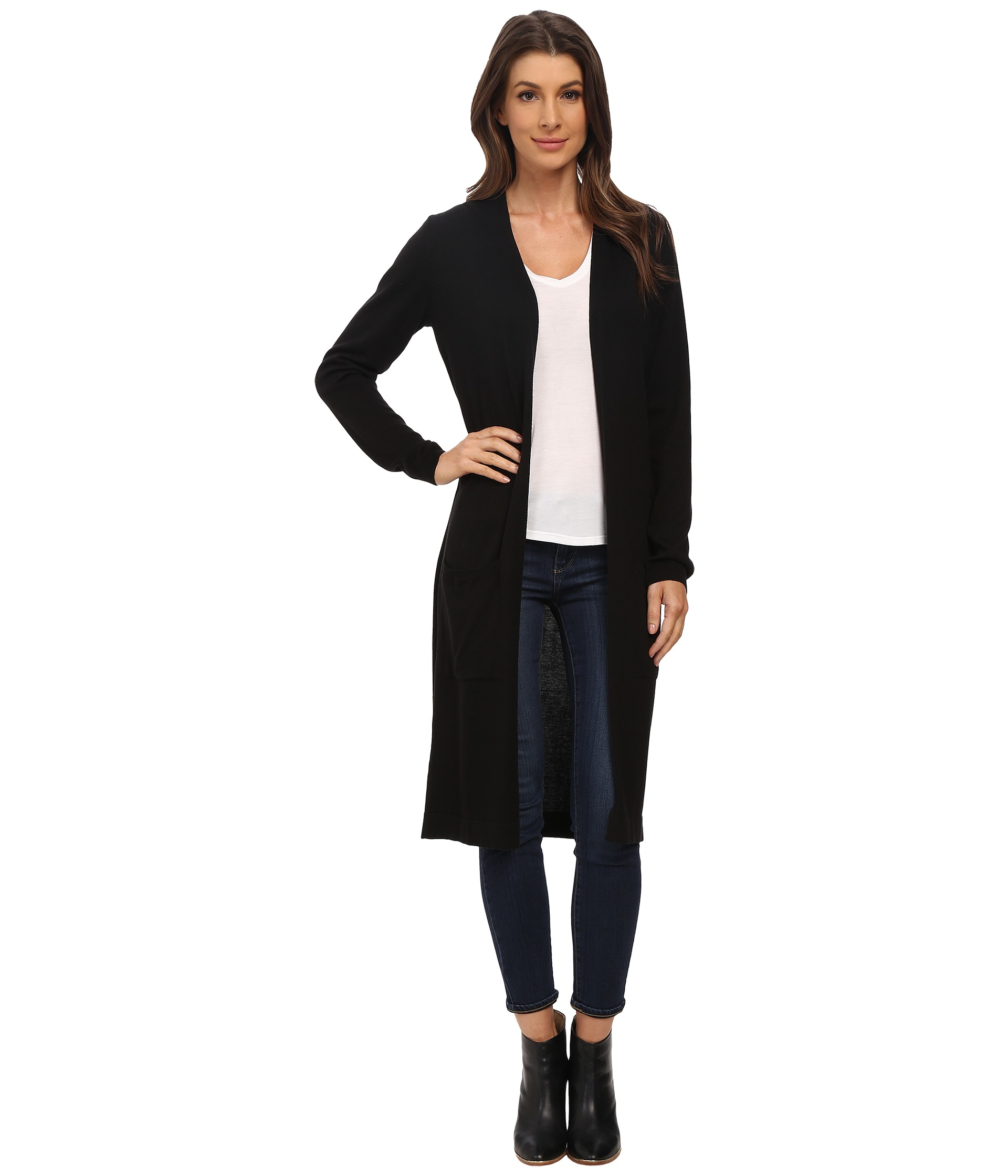 Lyst - Mavi jeans Long Cardigan in Black