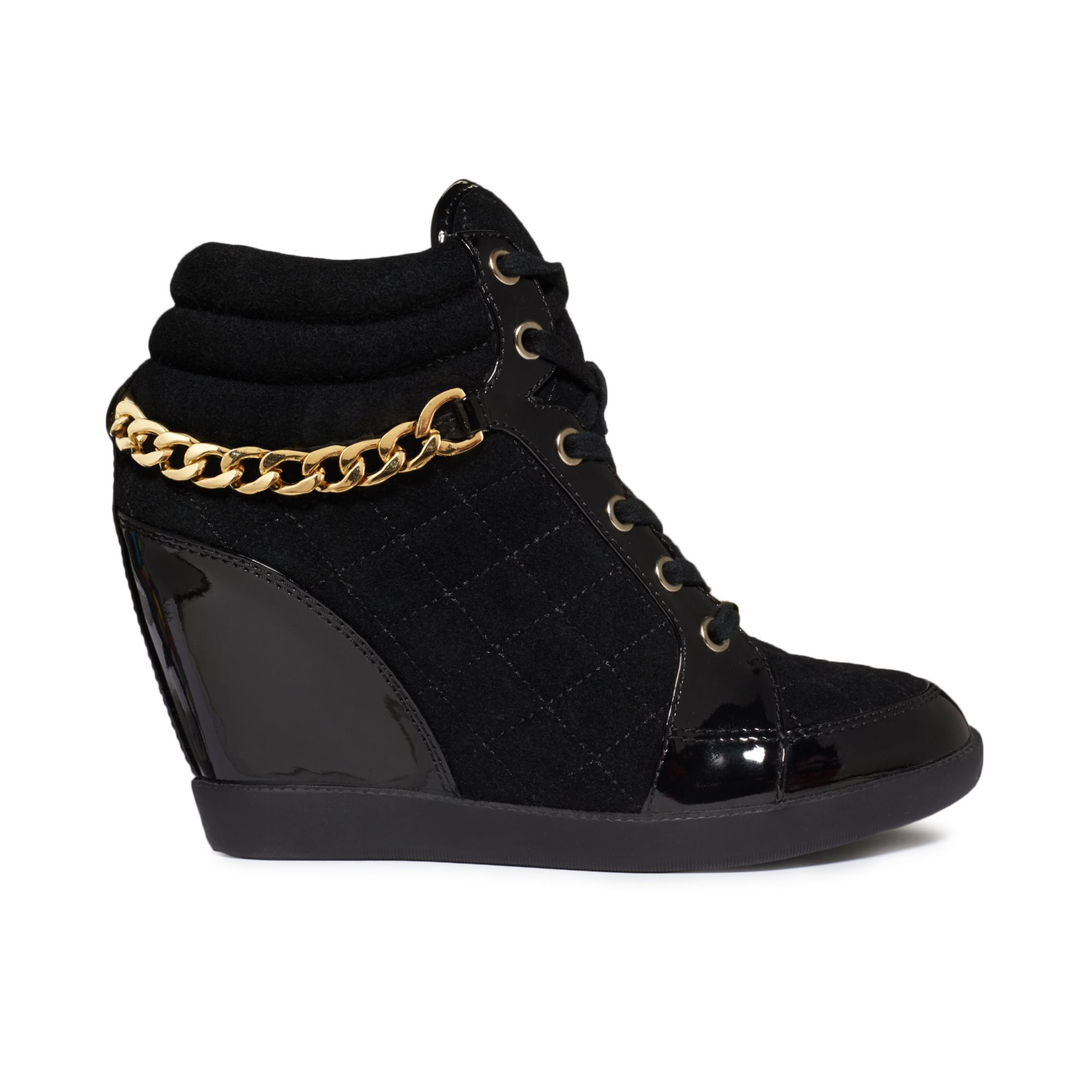 Guess Womens Shoes Hevin Quilted Wedge Sneakers in Black - Lyst