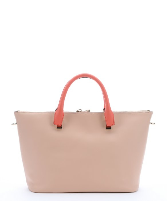 Chlo Coral Pop And Blush Nude Leather \u0026#39;baylee\u0026#39; Convertible Tote ...  