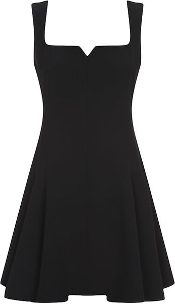 Alexander Mcqueen Square Neck Crepe Dress in Black | Lyst