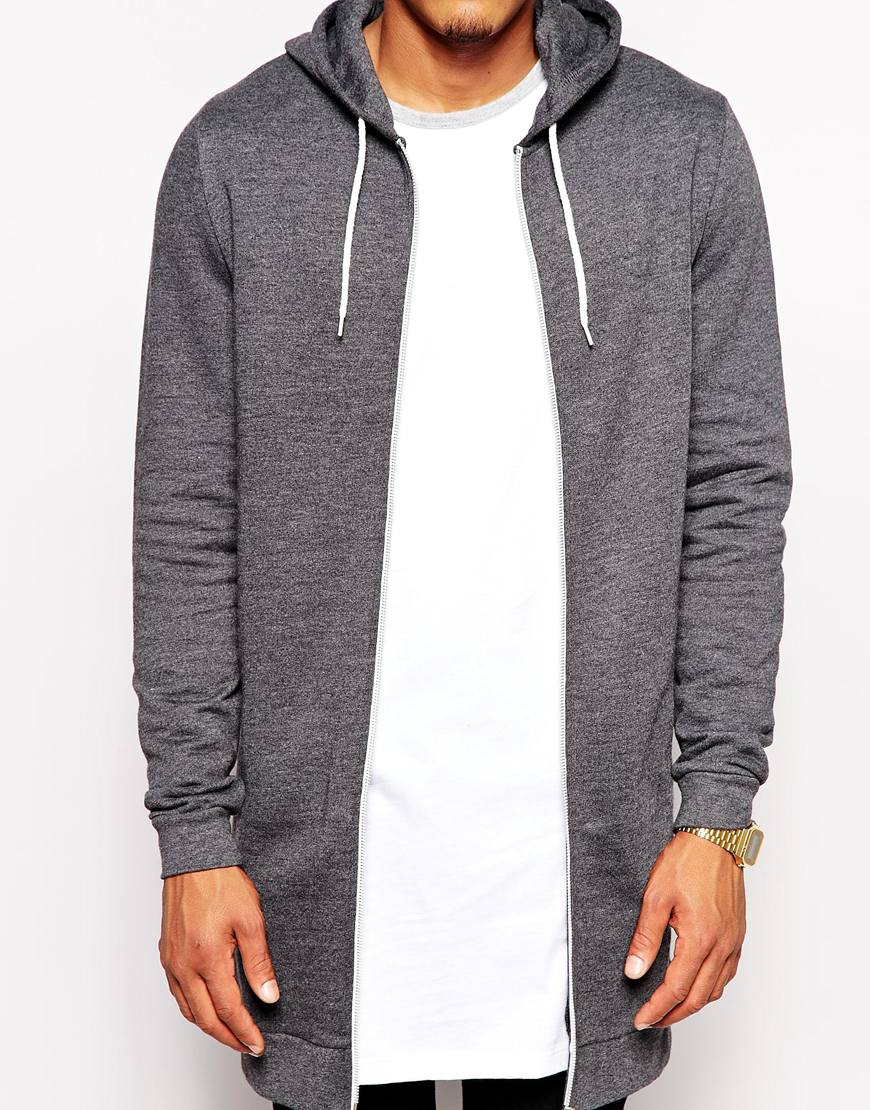 longline zip up hoodie mens