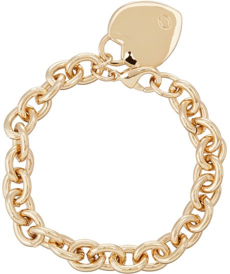Guess Heart Charm Bracelet in Gold | Lyst
