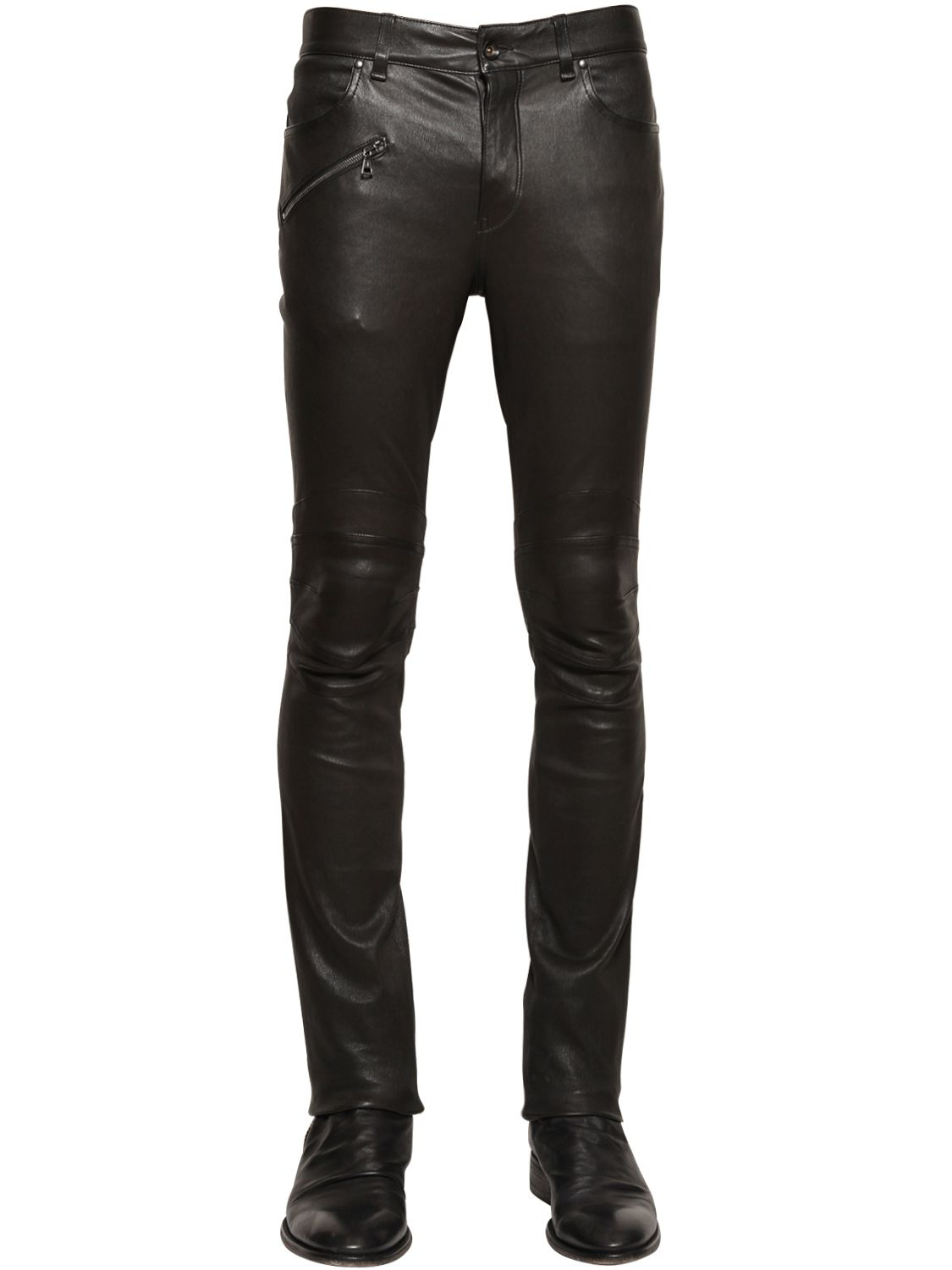 Lyst - John Varvatos Stretch Nappa Leather Biker Pants in Black for Men