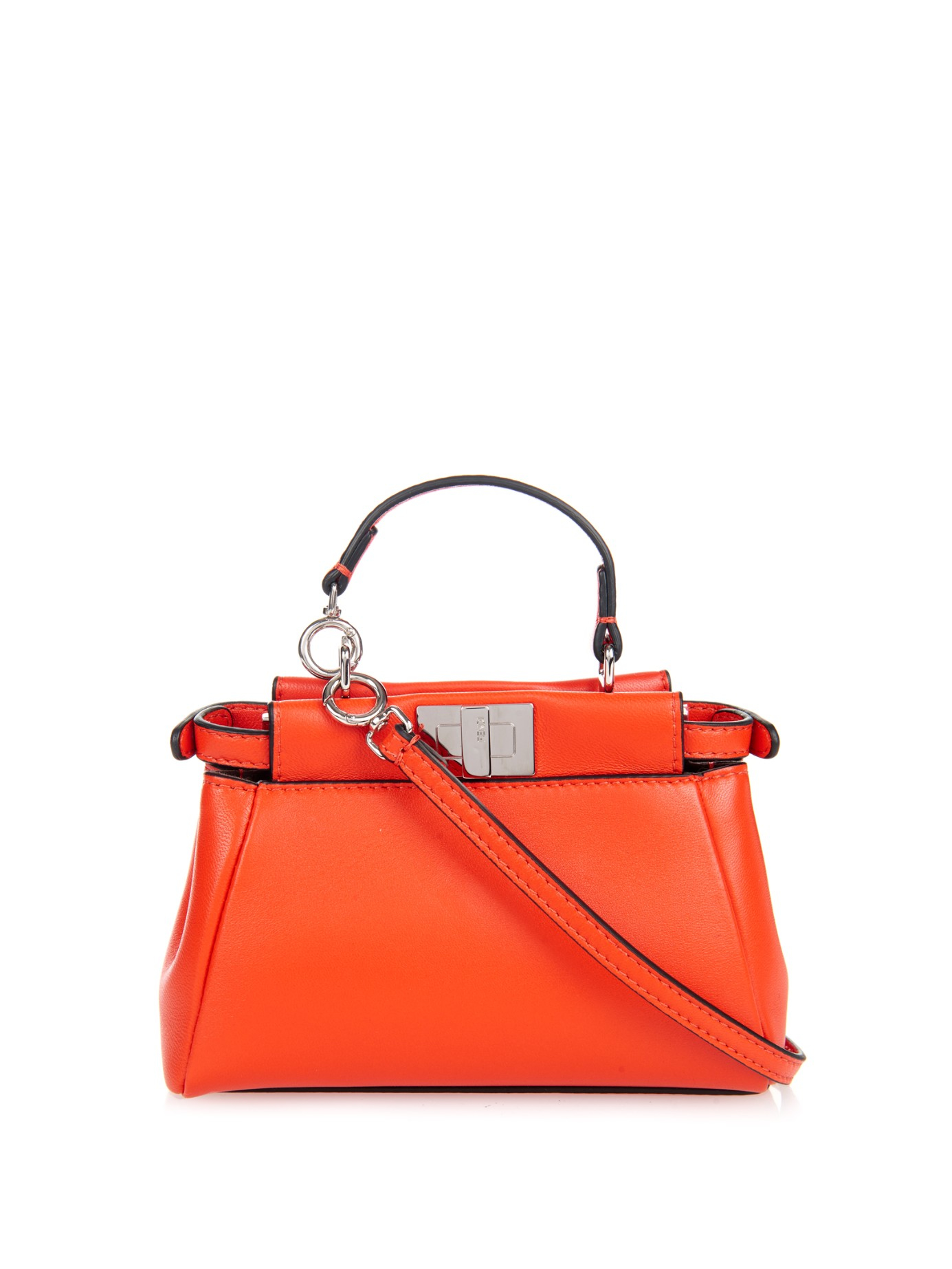 Lyst - Fendi Micro Peekaboo Leather Cross-Body Bag in Orange