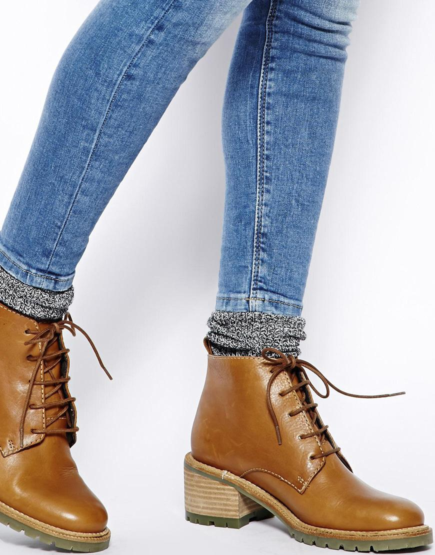 Lyst - Asos Runaway Lace Up Ankle Boots in Brown