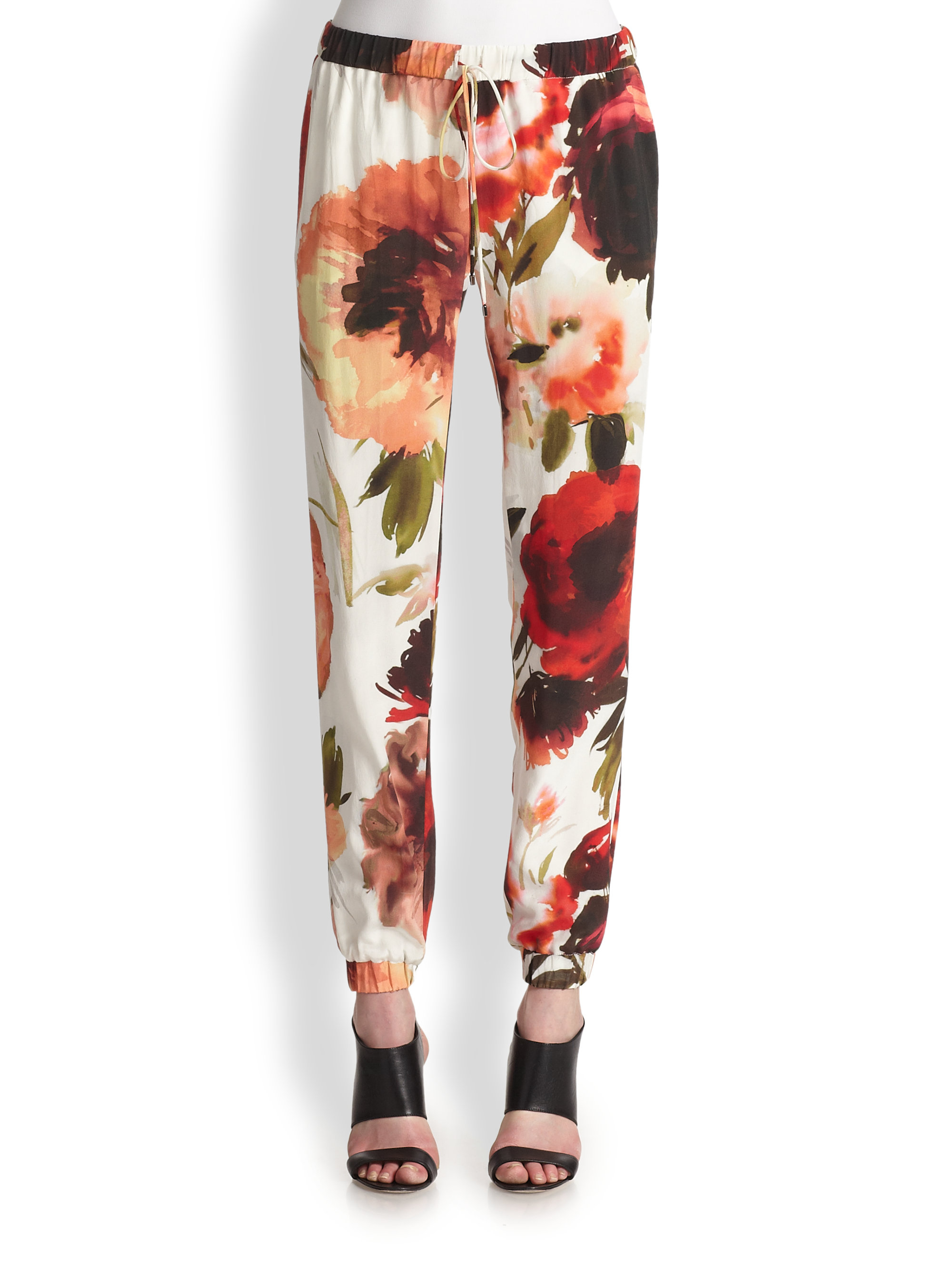 Haute Hippie Silk Floral Pants in Floral (VINTAGE ROSE MULTI) | Lyst