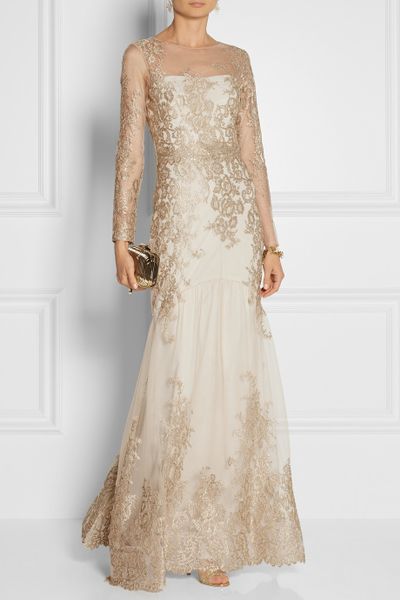 marchesa notte gold gown