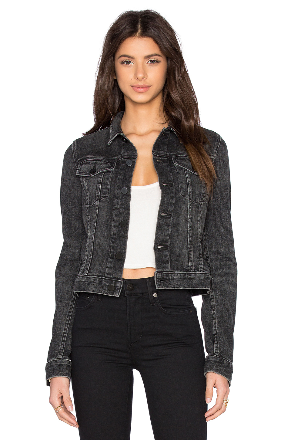 Lyst Alexander Wang Axle Cropped Denim Jacket in Black