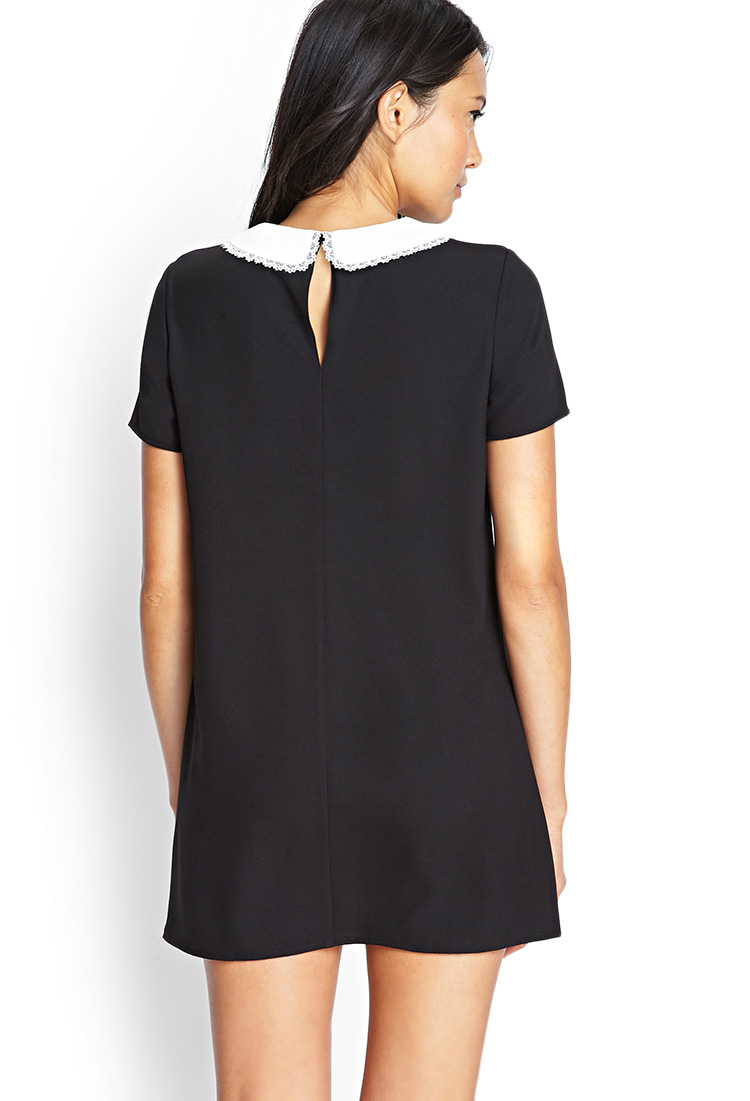 Forever 21 Peter Pan Collar Dress in Black - Lyst