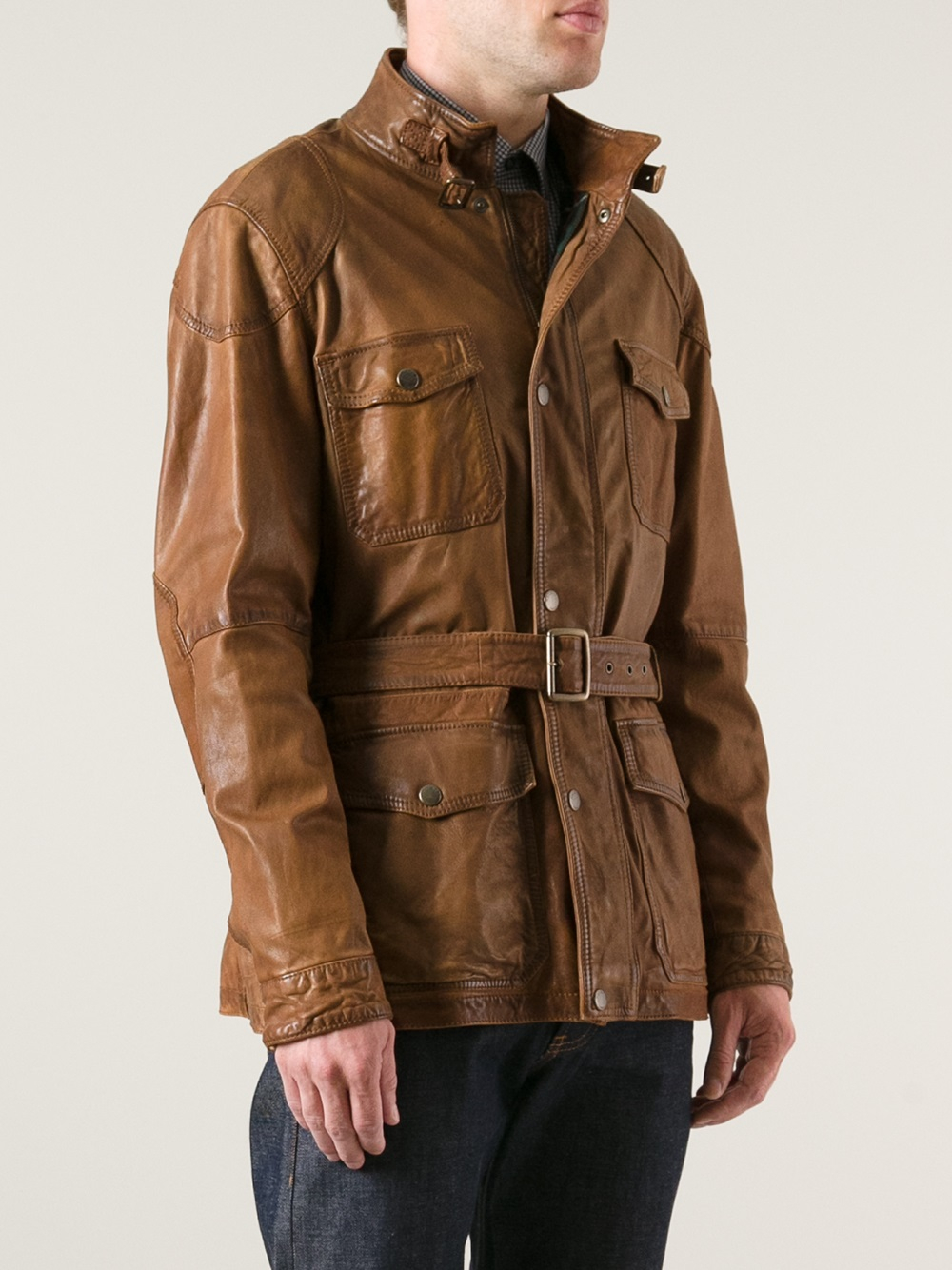 Lyst - Hackett Hackett Leather Jacket in Brown for Men