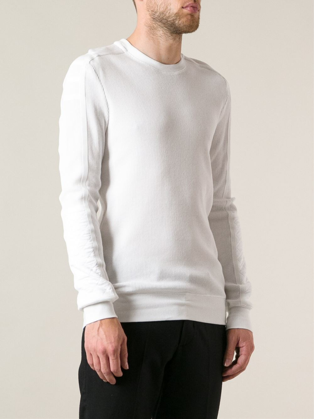 Helmut Lang Waffle Weave Sweater in White for Men - Lyst