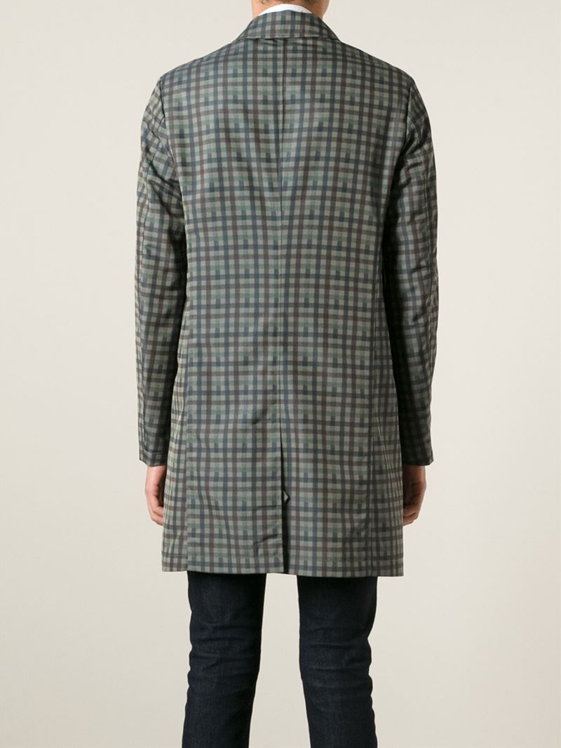 Lyst - Etro Plaid Silk and Lambskin Trench Coat for Men