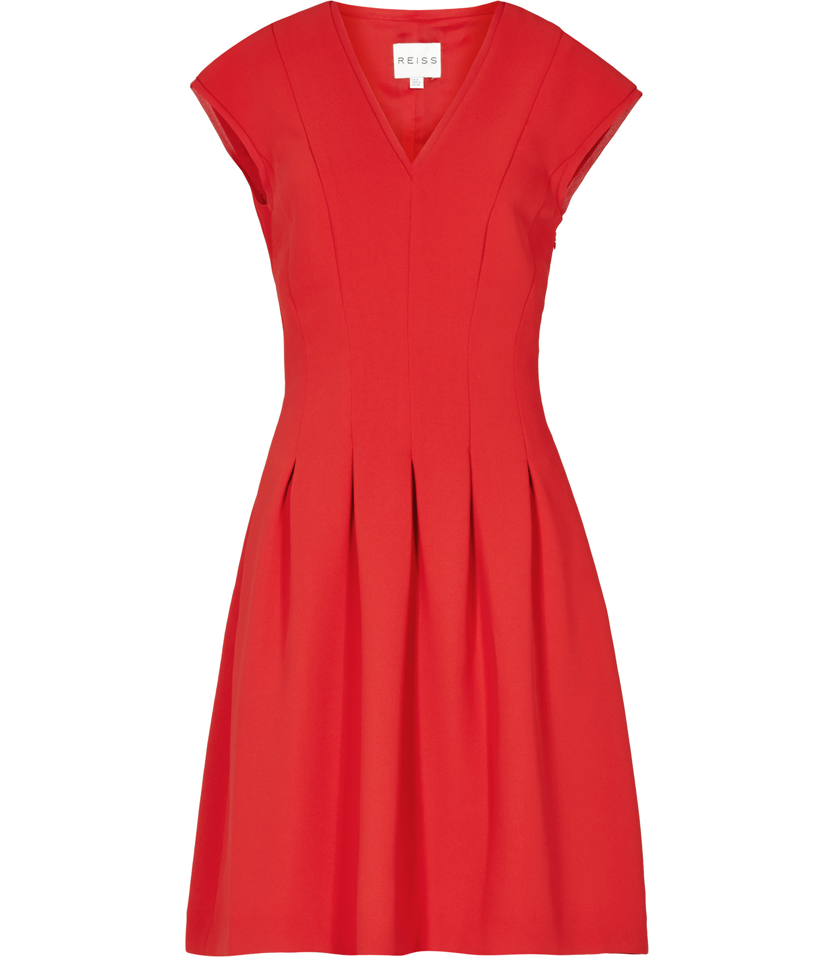 Lyst - Reiss Lizzie Pleat Fit and Flare Dress in Red