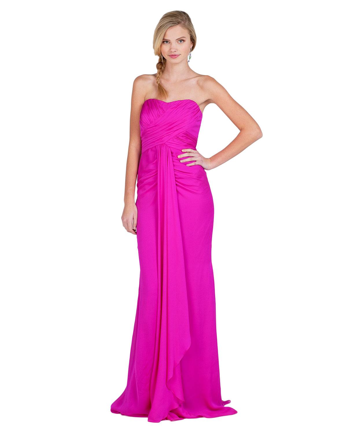 Badgley mischka Silk Chiffon Evening Gown in Purple | Lyst