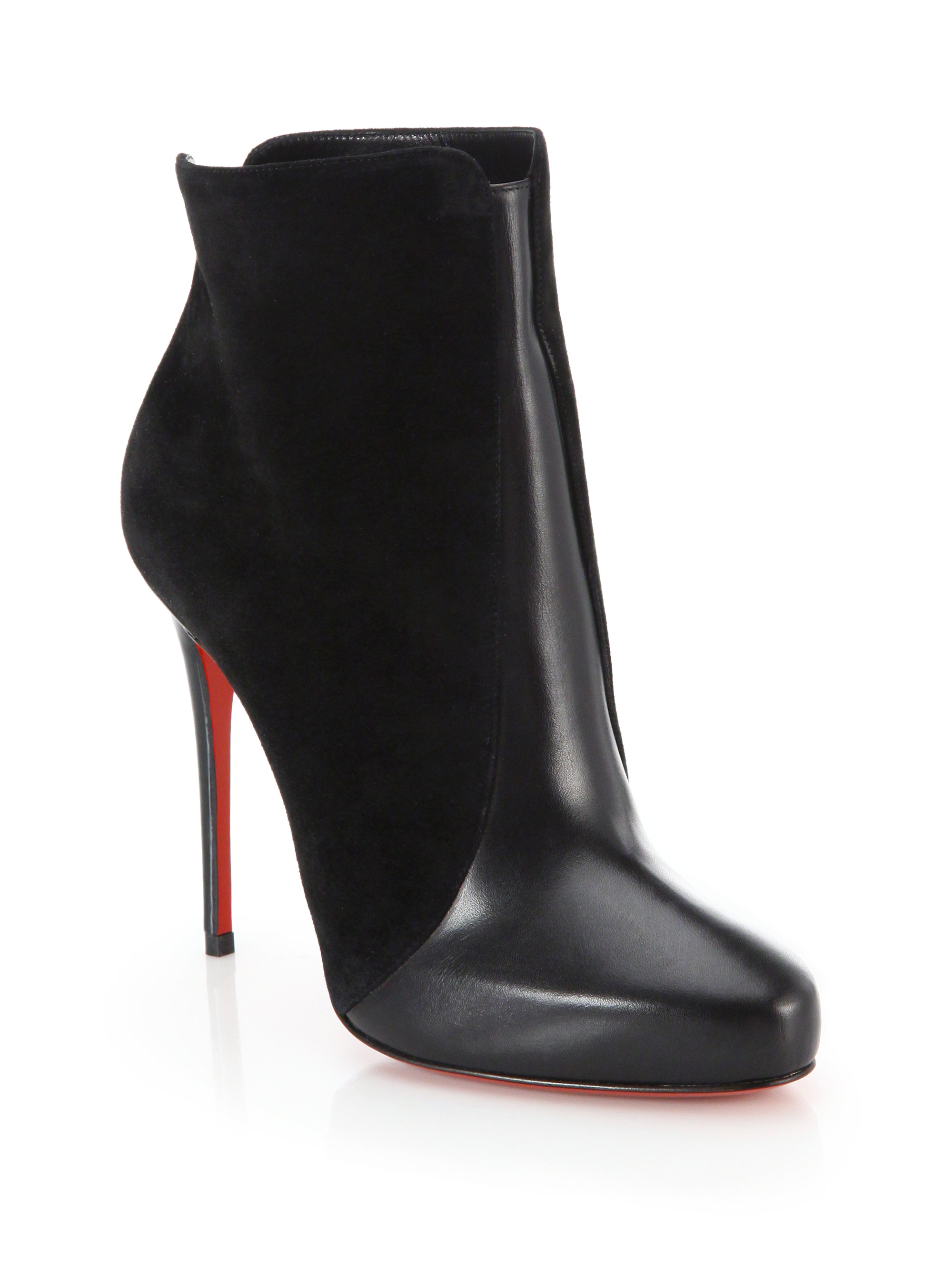 Christian Louboutin Geatanina Suede And Leather Ankle Boots In Black Lyst 6051