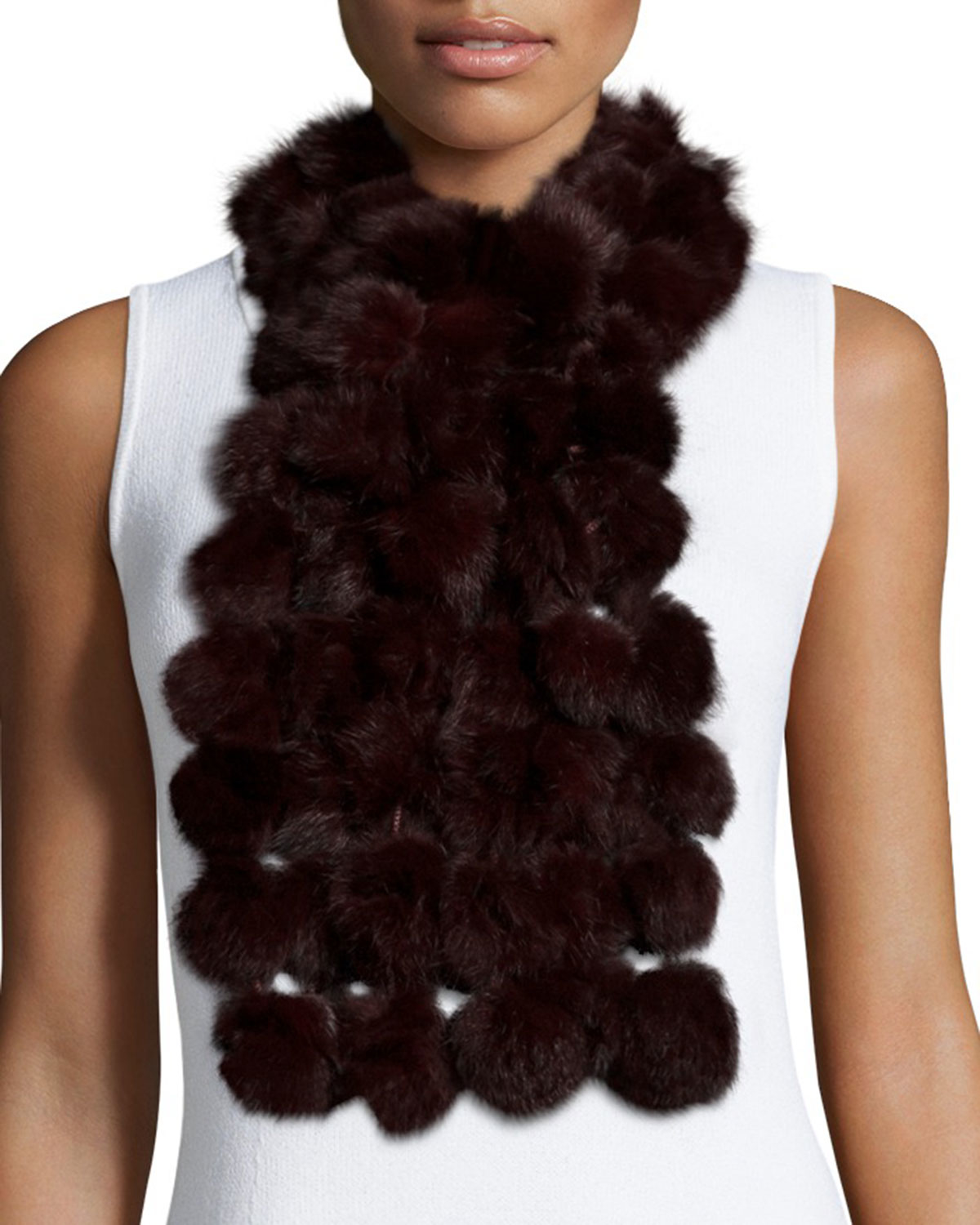 pom fur rabbit pom scarf Adrienne fur in  Pom Landau Scarf Lyst Rabbit Pom Purple