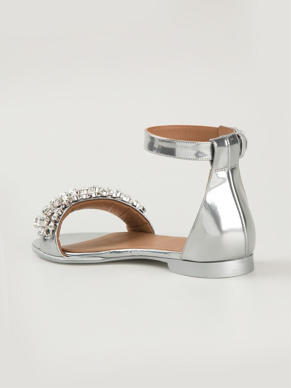 Givenchy Gemstone Flat Sandals in Silver (metallic) | Lyst
