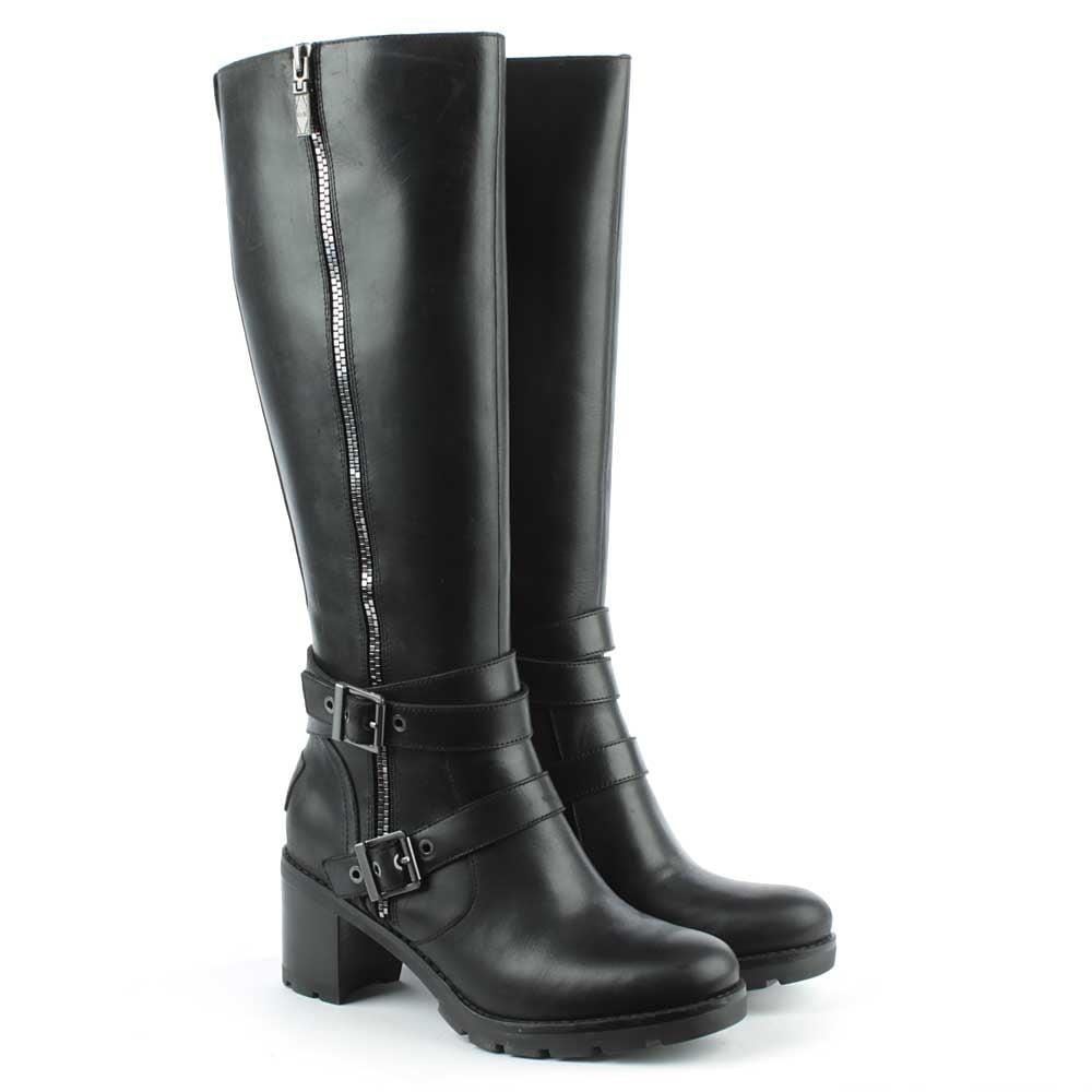 Lyst Ugg Lana Black Leather Zip & Strap Knee Boot in Black