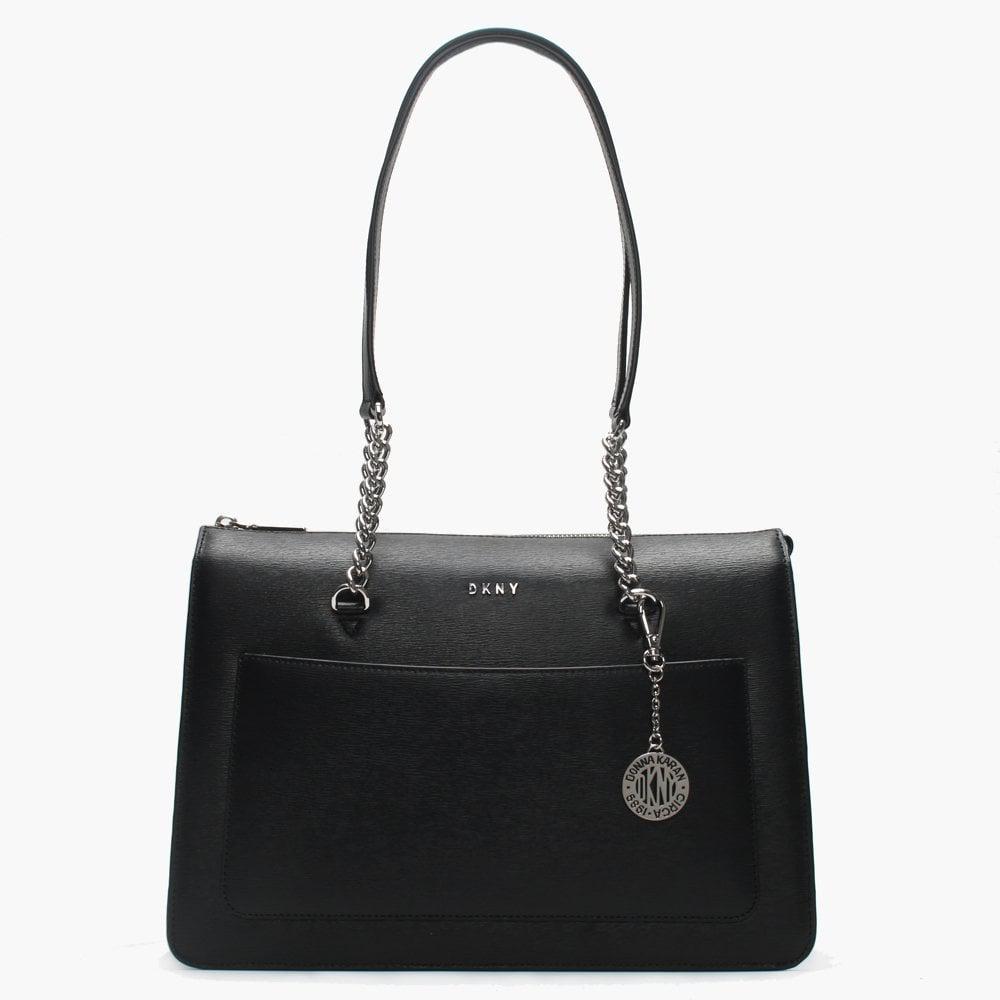 Dkny Bryant Black Textured Leather Large Top Zip Tote Bag in Black Lyst