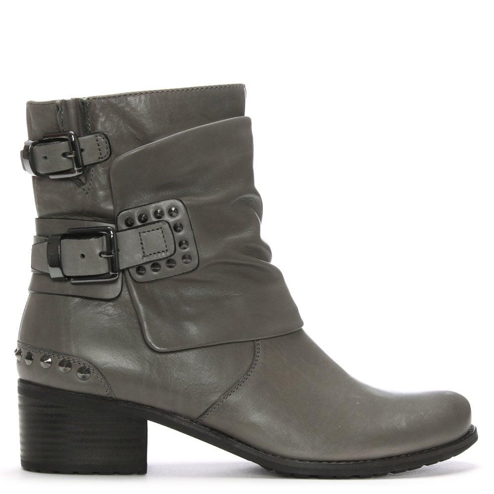 Lyst - Kennel & schmenger Union Grey Leather Studded Biker Boots in Gray