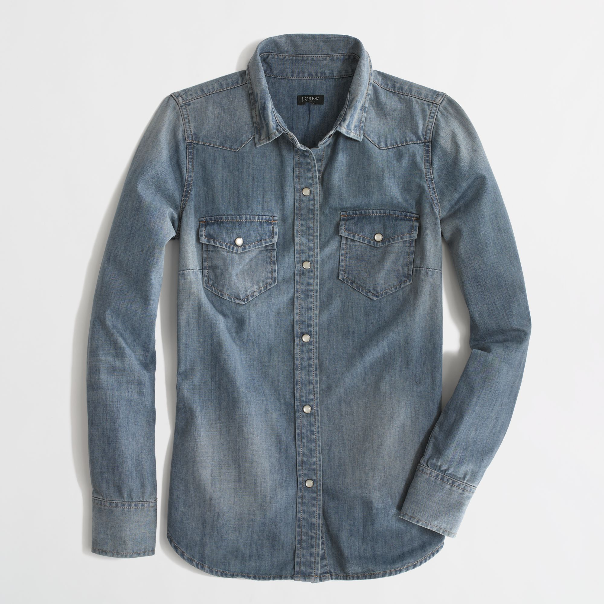 J.crew Factory Two-pocket Denim Shirt in Blue | Lyst