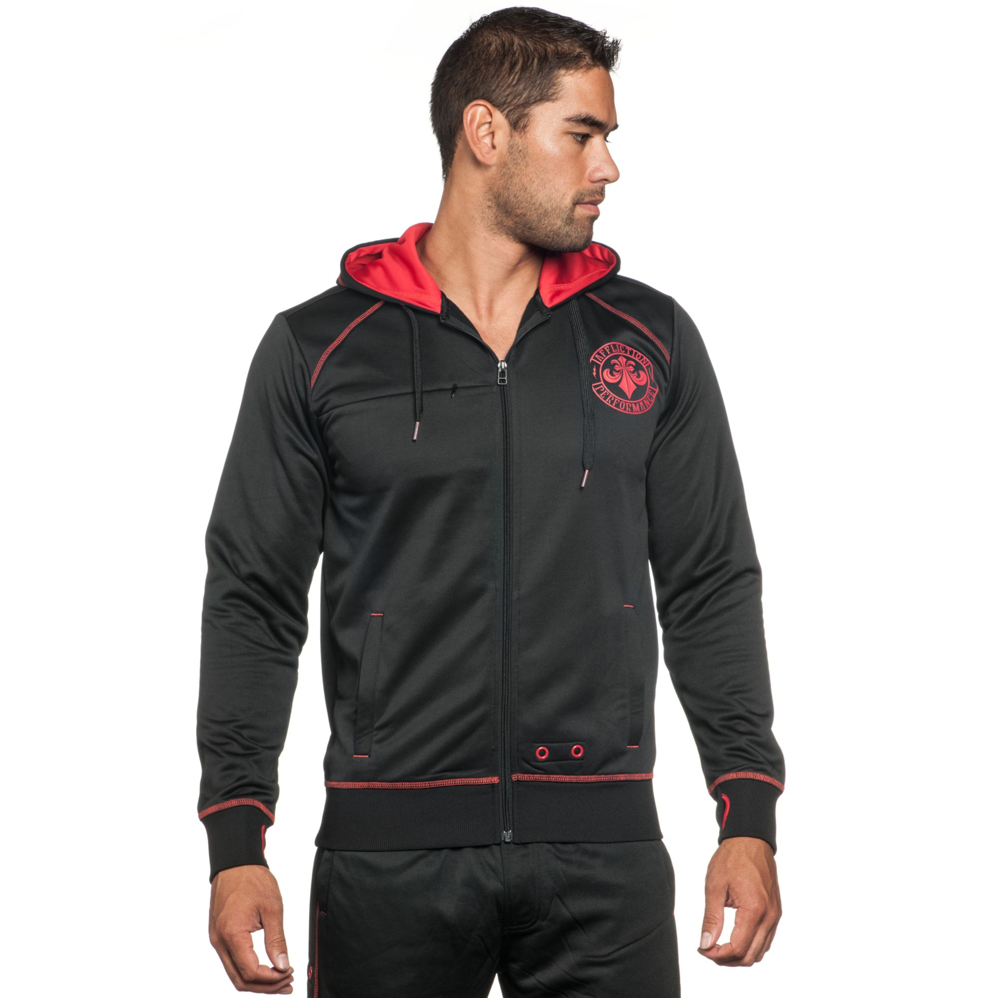 Affliction Body Space Zipfront Hoodie in Red for Men | Lyst