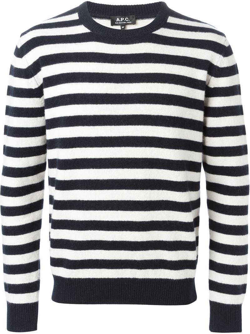 Lyst - A.P.C. Striped Sweater in Blue for Men