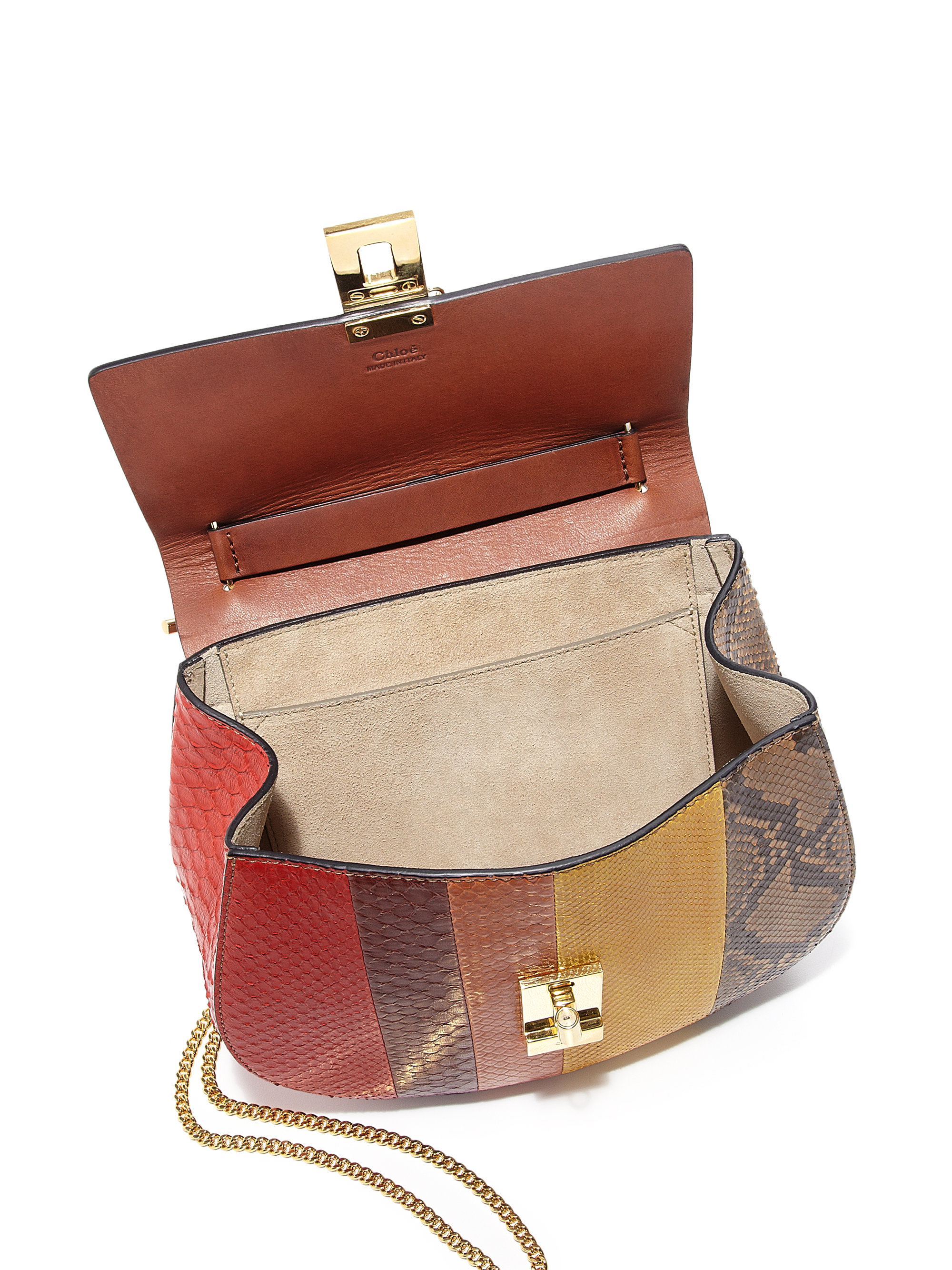 Chlo Drew Small Leather And Python Shoulder Bag in Multicolor ...