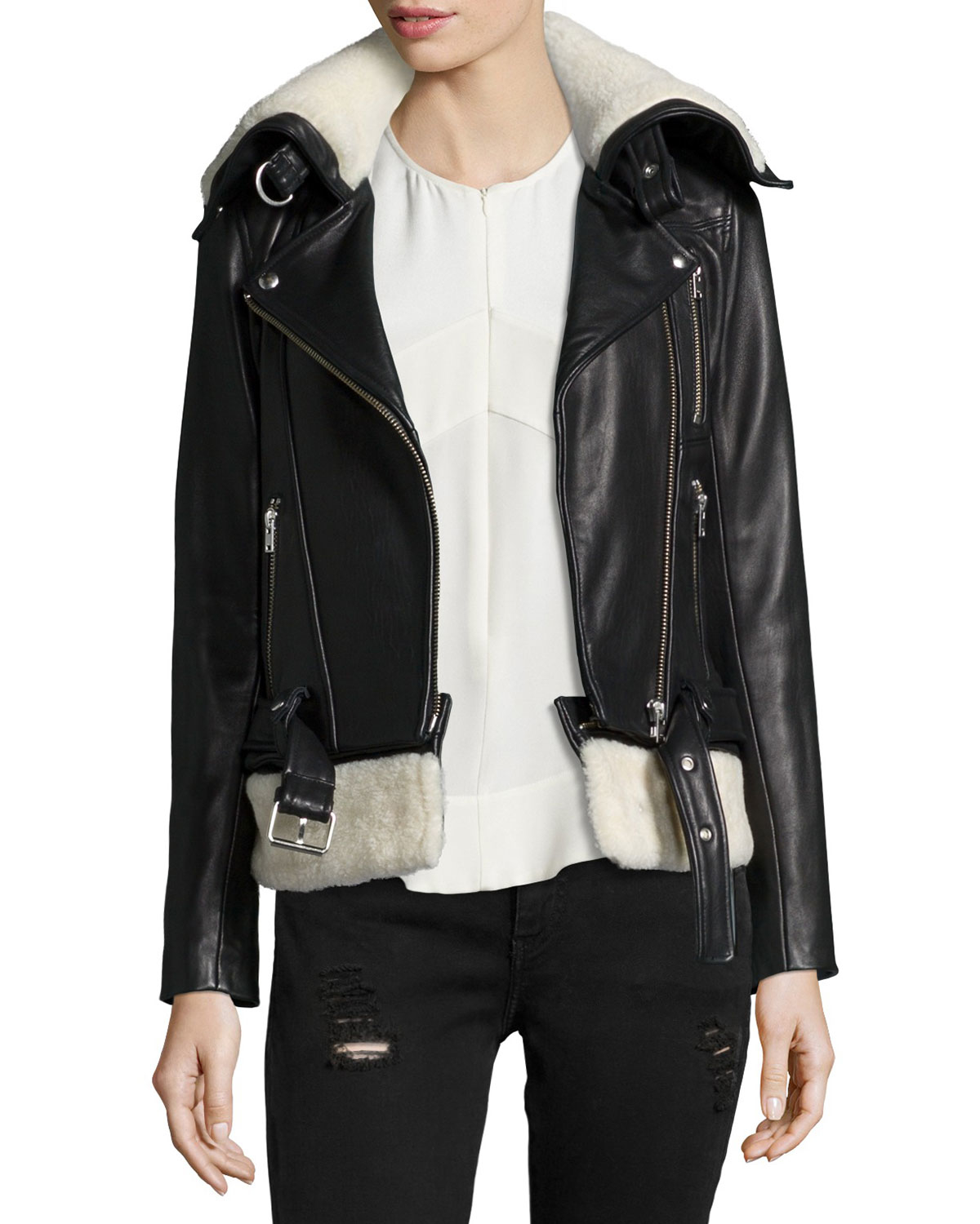 Iro Kolia Leather Jacket With Shearling Fur In Black Lyst Gallery