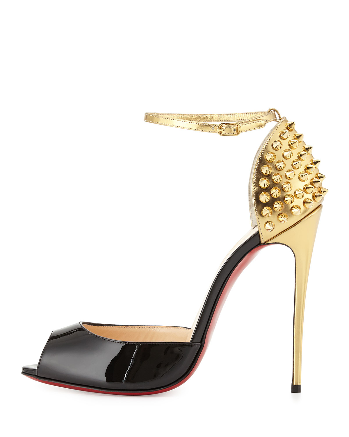 christian louboutin metallic leather peep-toe pumps Gold covered ...