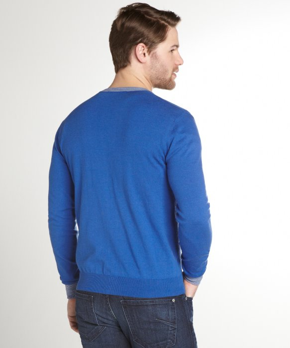 Sleeve royal blue cardigan sweater cotton yarn west