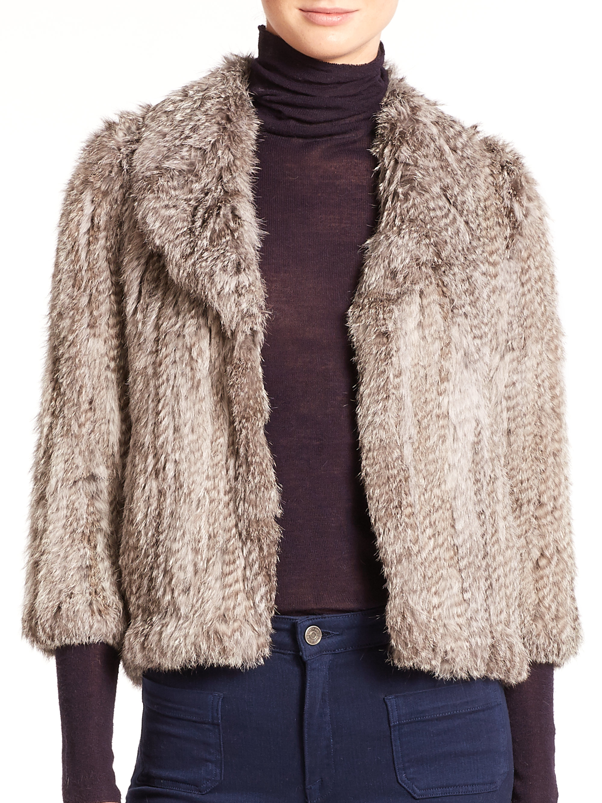 Joie Fayola Rabbit Fur Cape in Natural | Lyst
