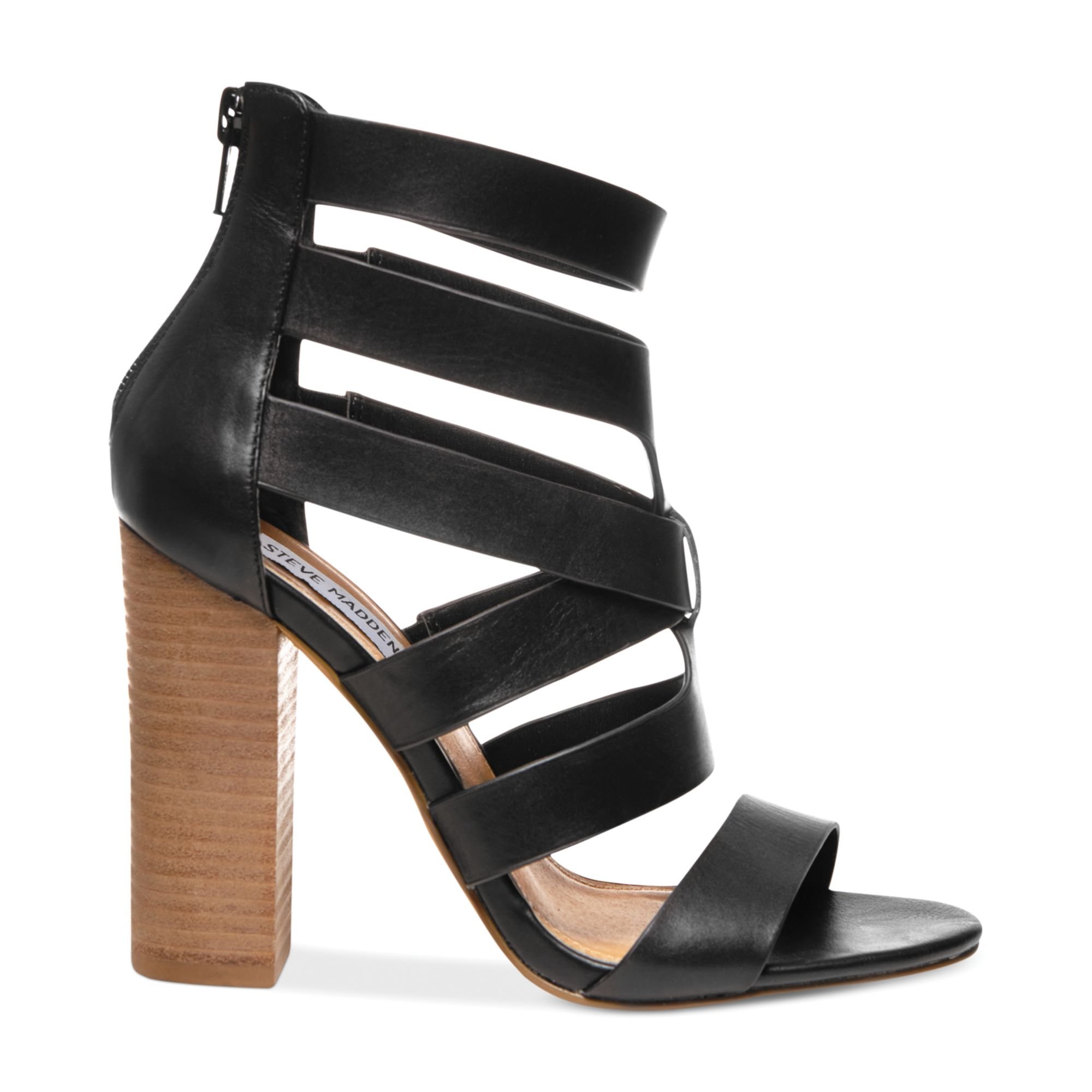 Steve Madden Womens Cruizz Caged Sandals in Black (Black Leather) | Lyst