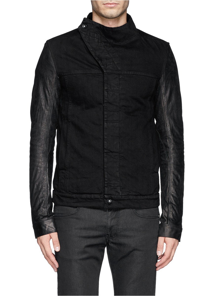 rick owens asymmetric leather jacket