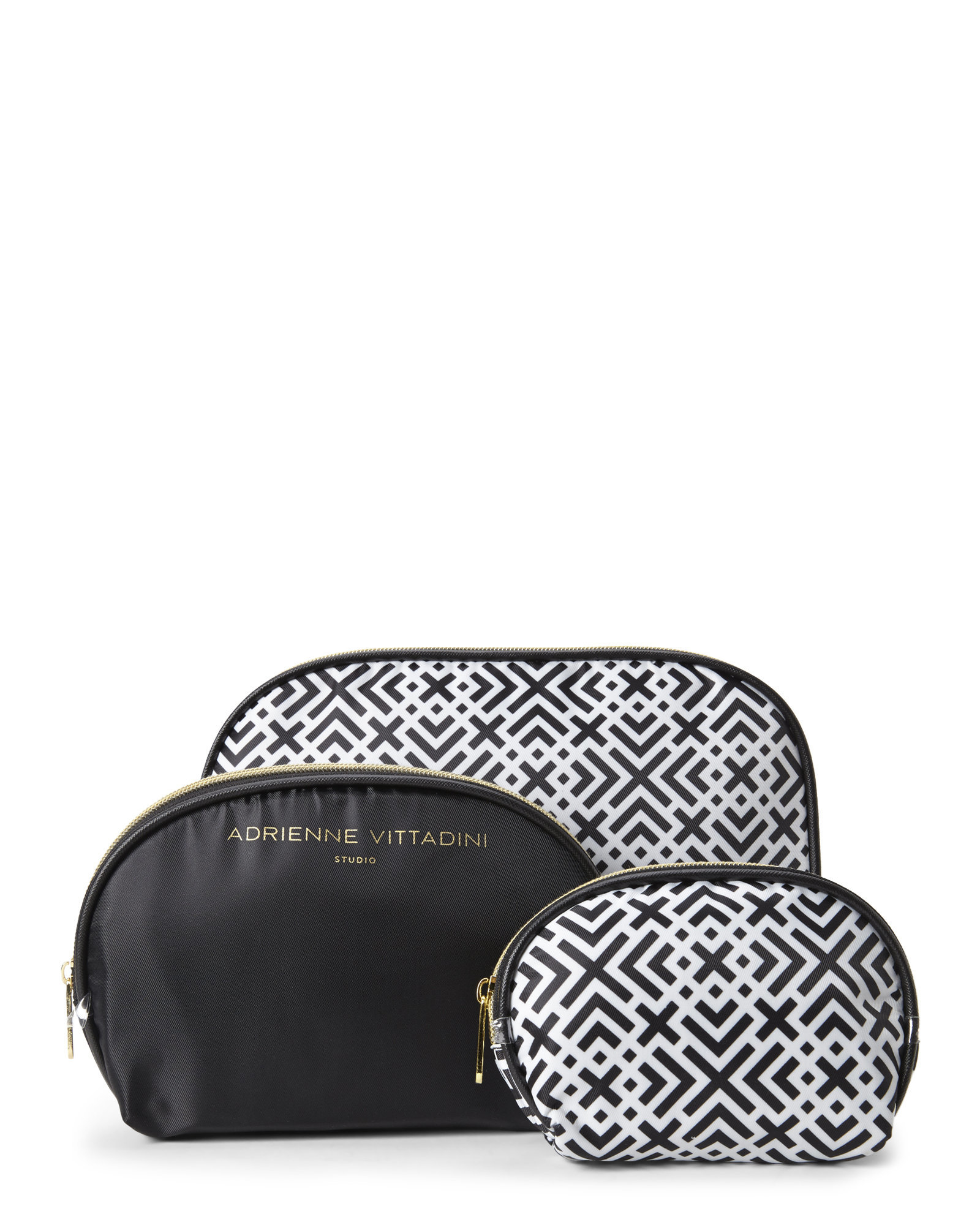 adrienne vittadini 3 dome cosmetic bag set in black adrienne vittadini 3 dome cosmetic bag set in black