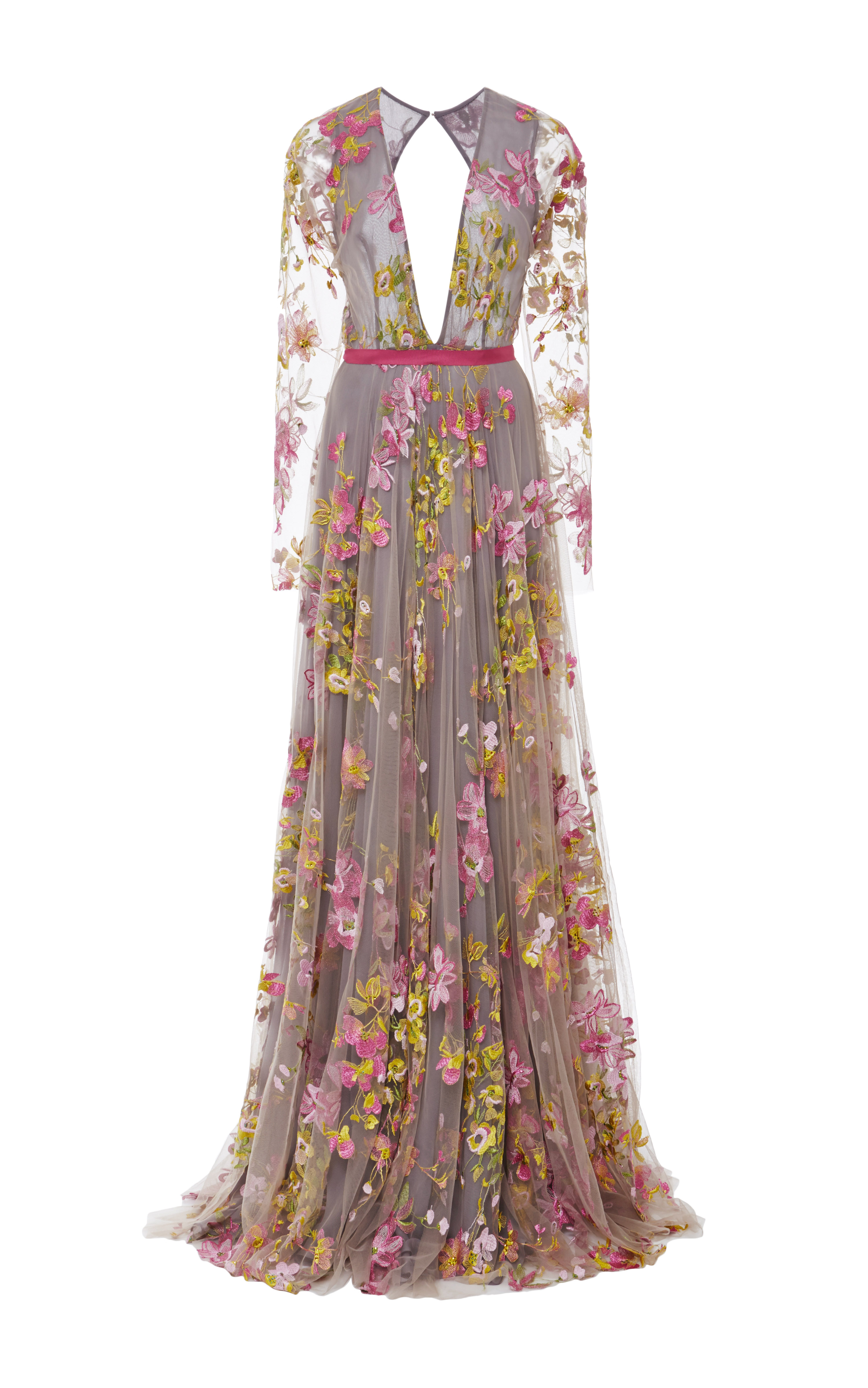 naeem khan multicolor floral embroidered long sleeve gown product 1 24452473 2 799899698 normal