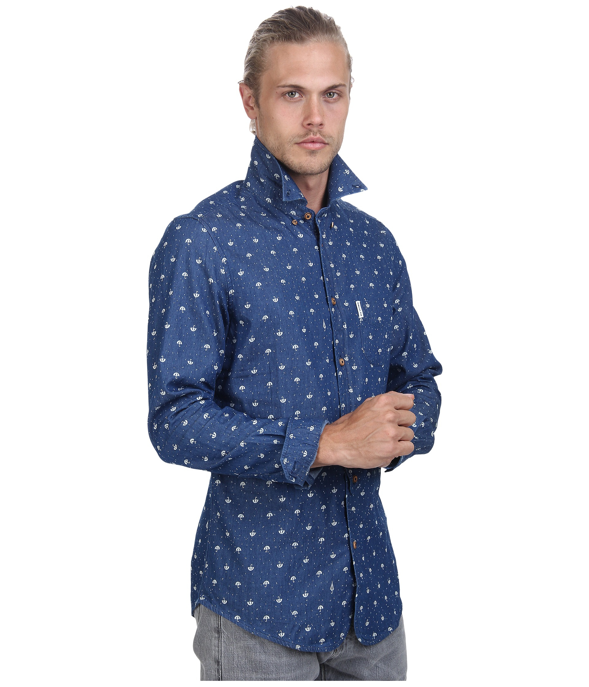 Lyst - Ben Sherman Umbrella Print Long Sleeve Button Down ...