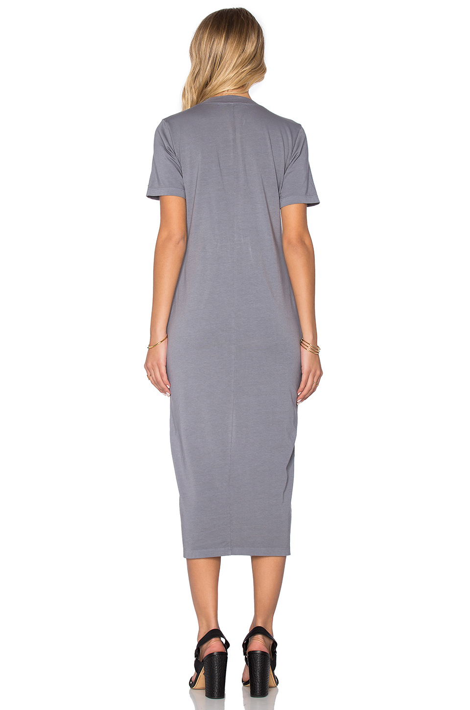 Lyst Michael Stars Crew Neck Midi Dress In Gray