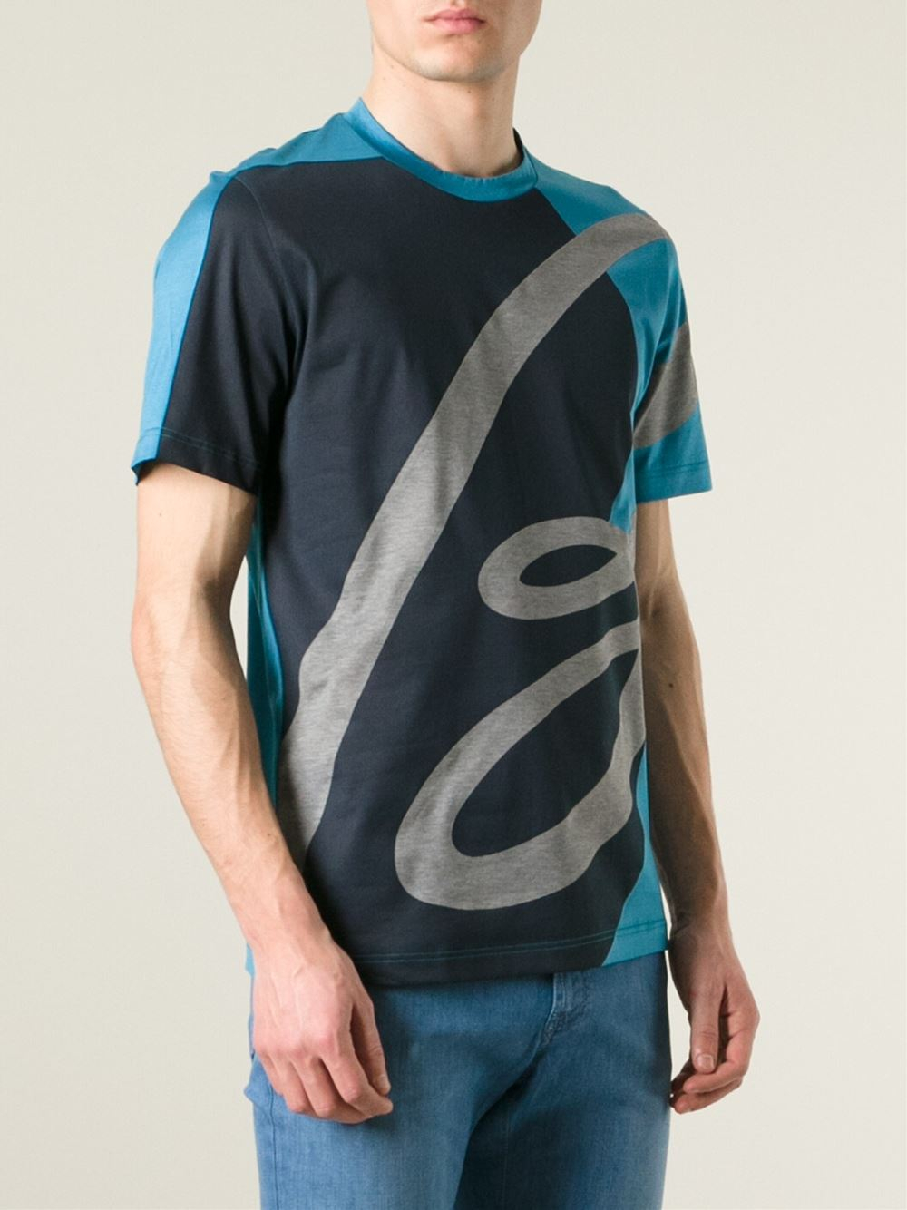 Brioni Logo Print T-Shirt in Blue for Men | Lyst