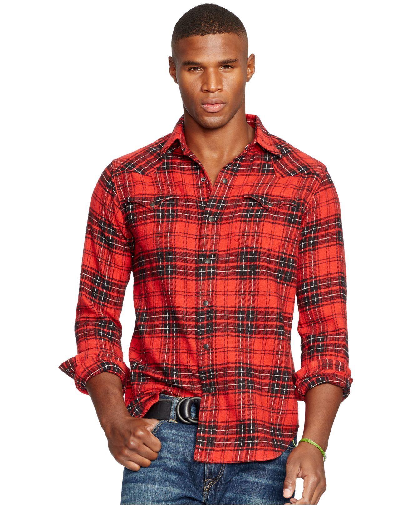 Lyst - Polo Ralph Lauren Plaid Twill Western Shirt in Red for Men