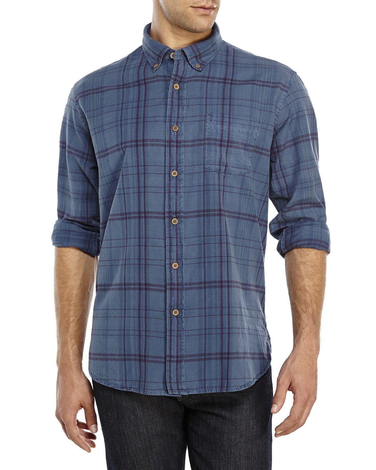Tailor vintage Long Sleeve Plaid Shirt in Blue for Men (Dark Indigo) | Lyst