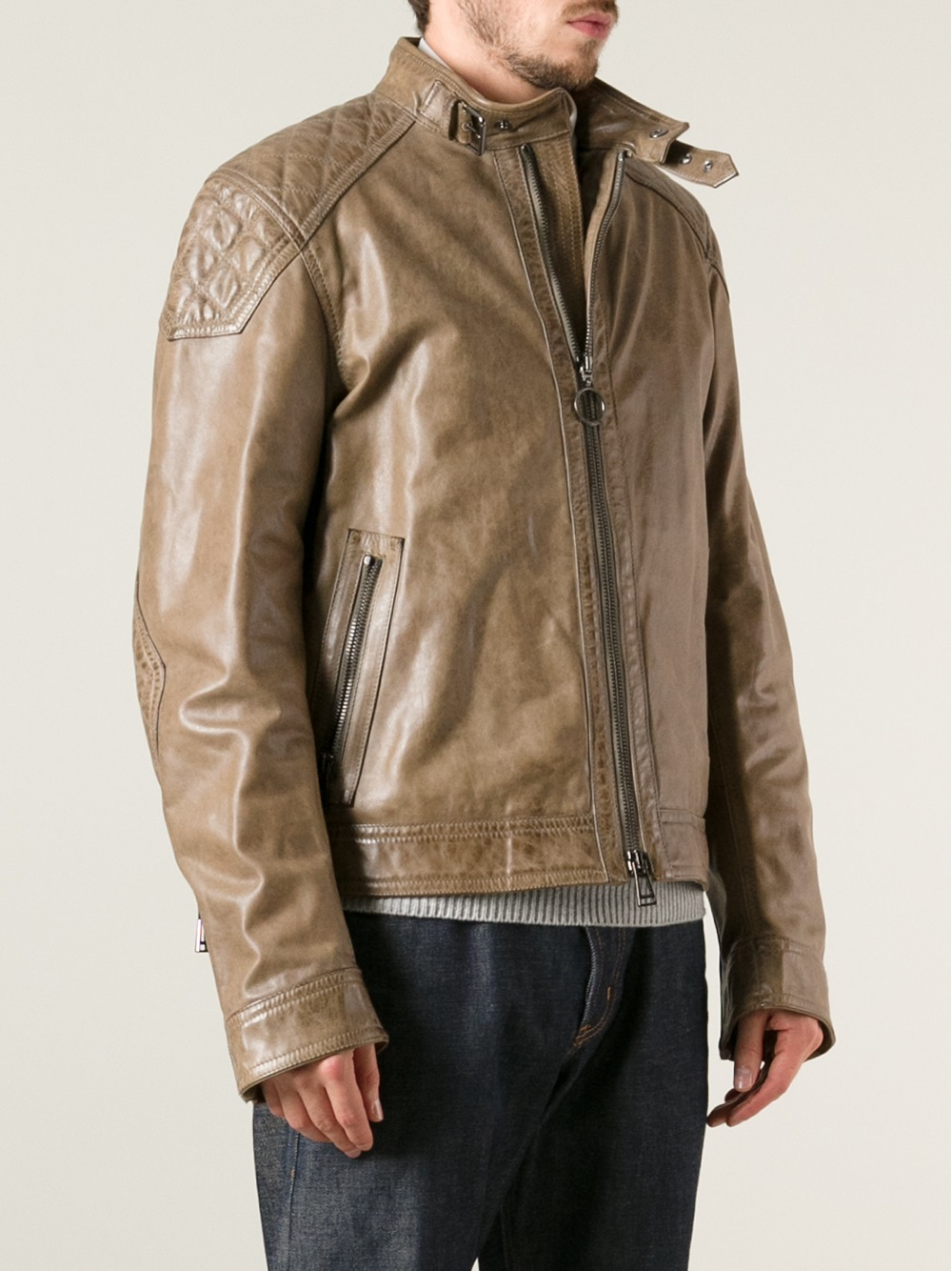 Lyst - Belstaff Leather Jacket in Natural for Men