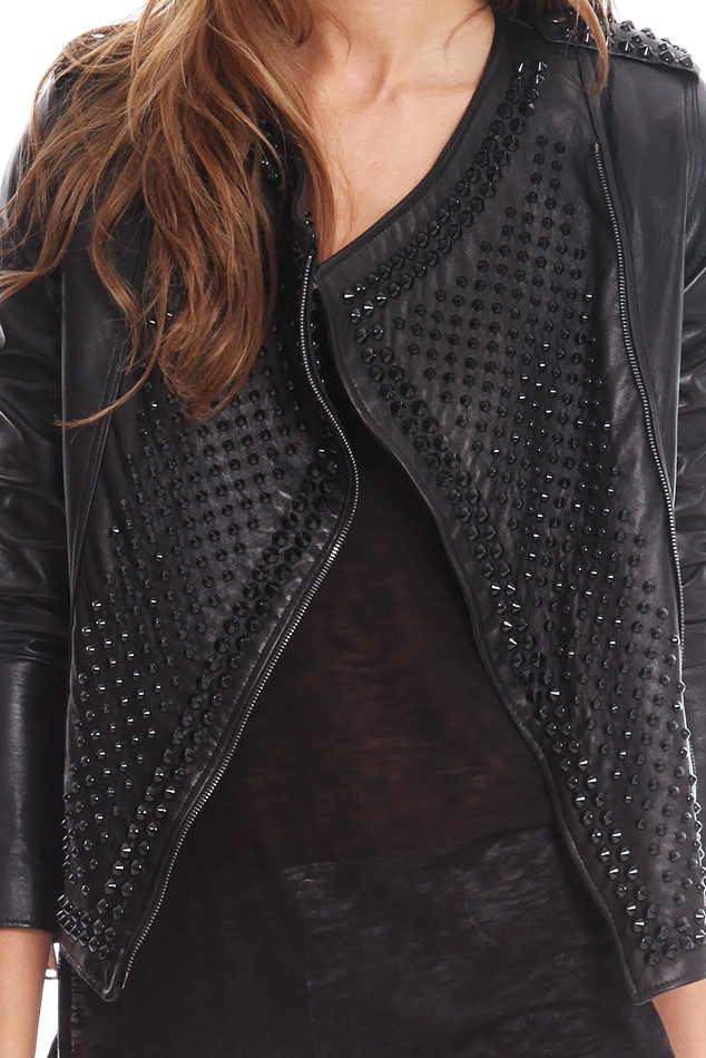 Nour Hammour Erin Black Studded Leather Jacket In Lyst Gallery