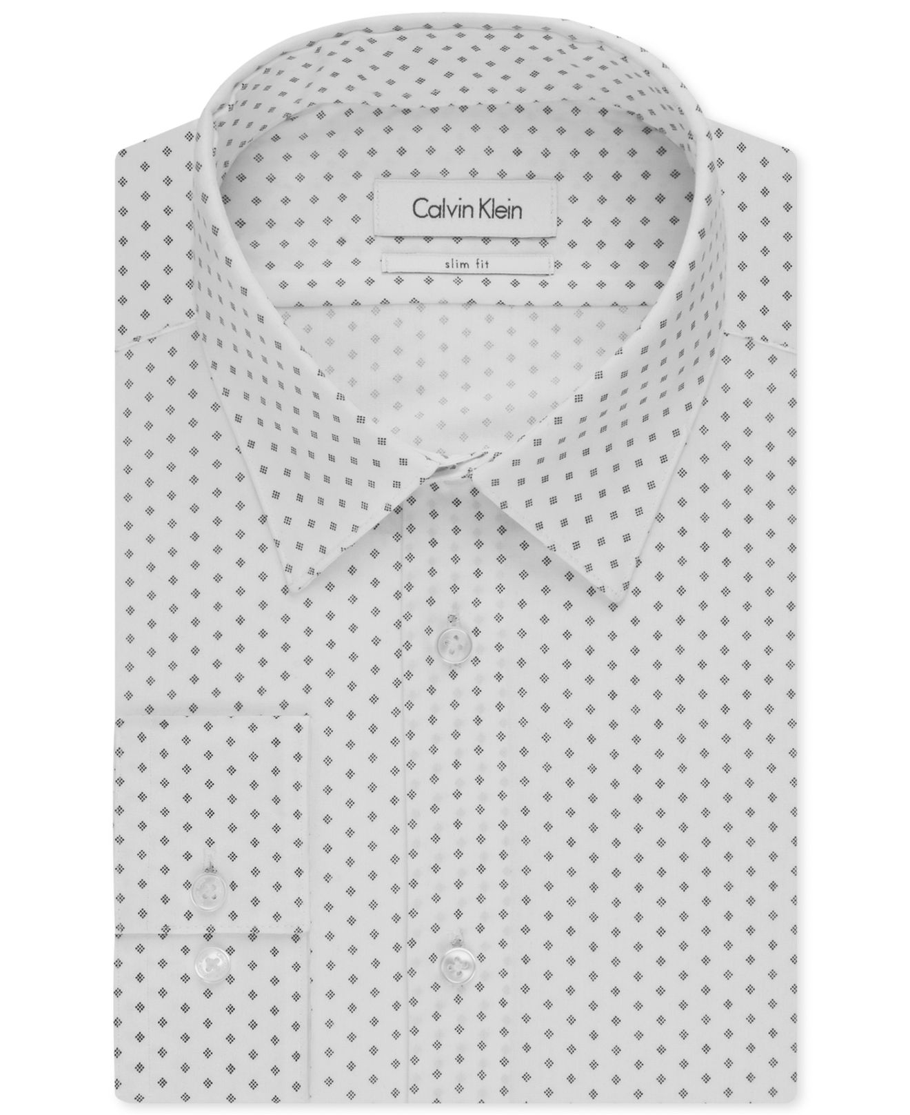 Lyst - Calvin Klein Slim-fit White Patterned Dress Shirt in White for Men