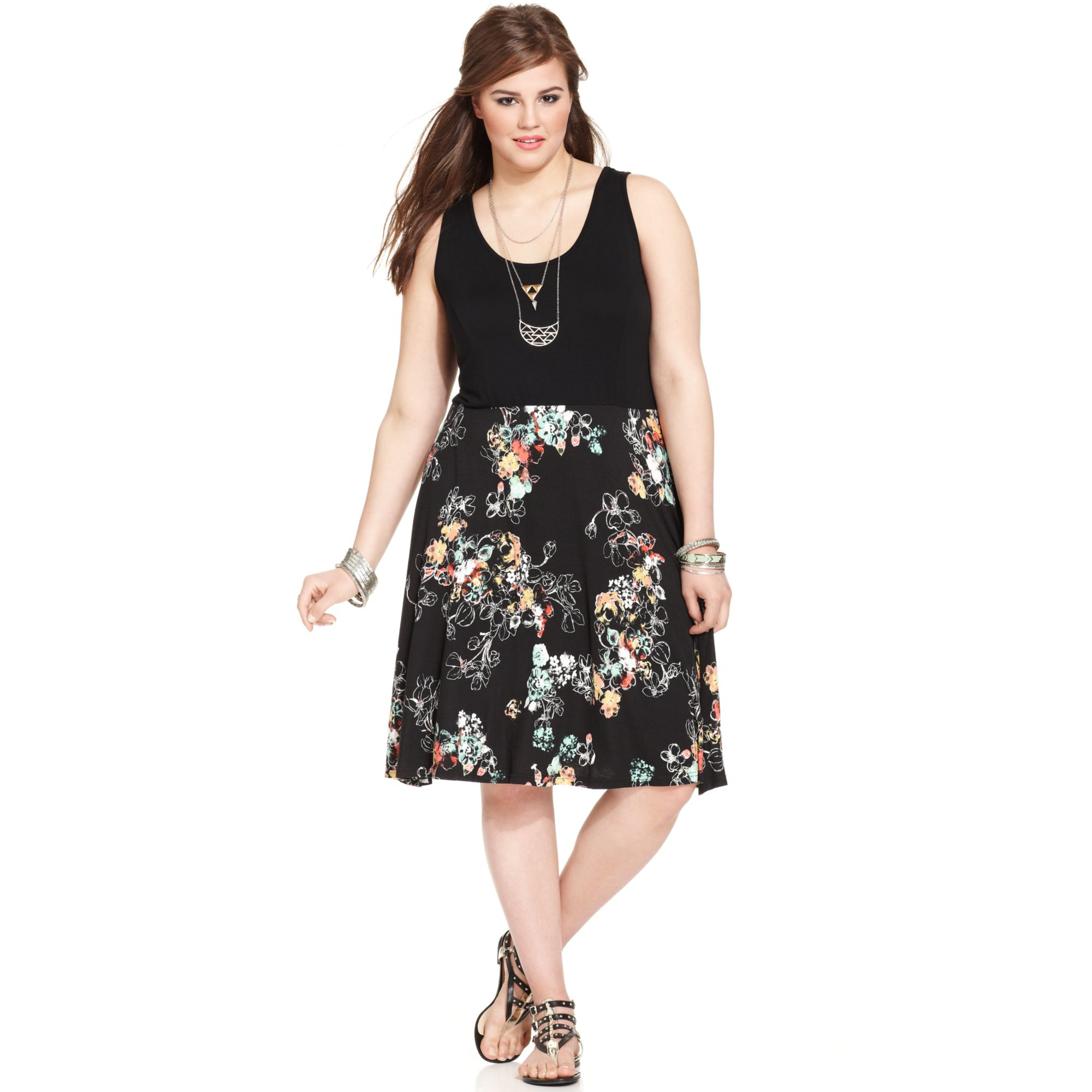 American Rag Plus Size Sleeveless Floralprint Skater Dress in Floral ...