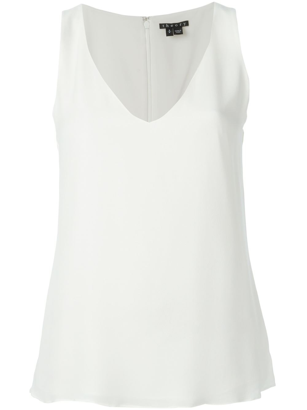 Lyst - Theory V-Neck Tank Top in White
