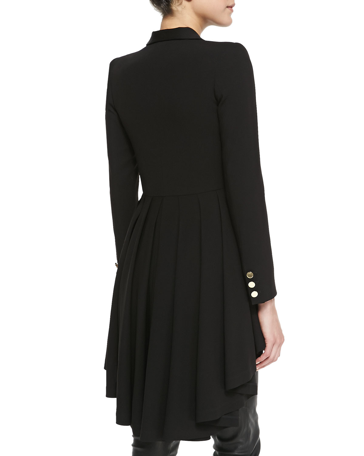 Alice + olivia Leo Shawl-Collar High-Low Long Blazer in Black | Lyst