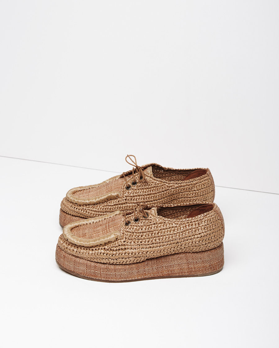 Lyst - Acne Studios Strey Oxford Raffia Shoes in Brown