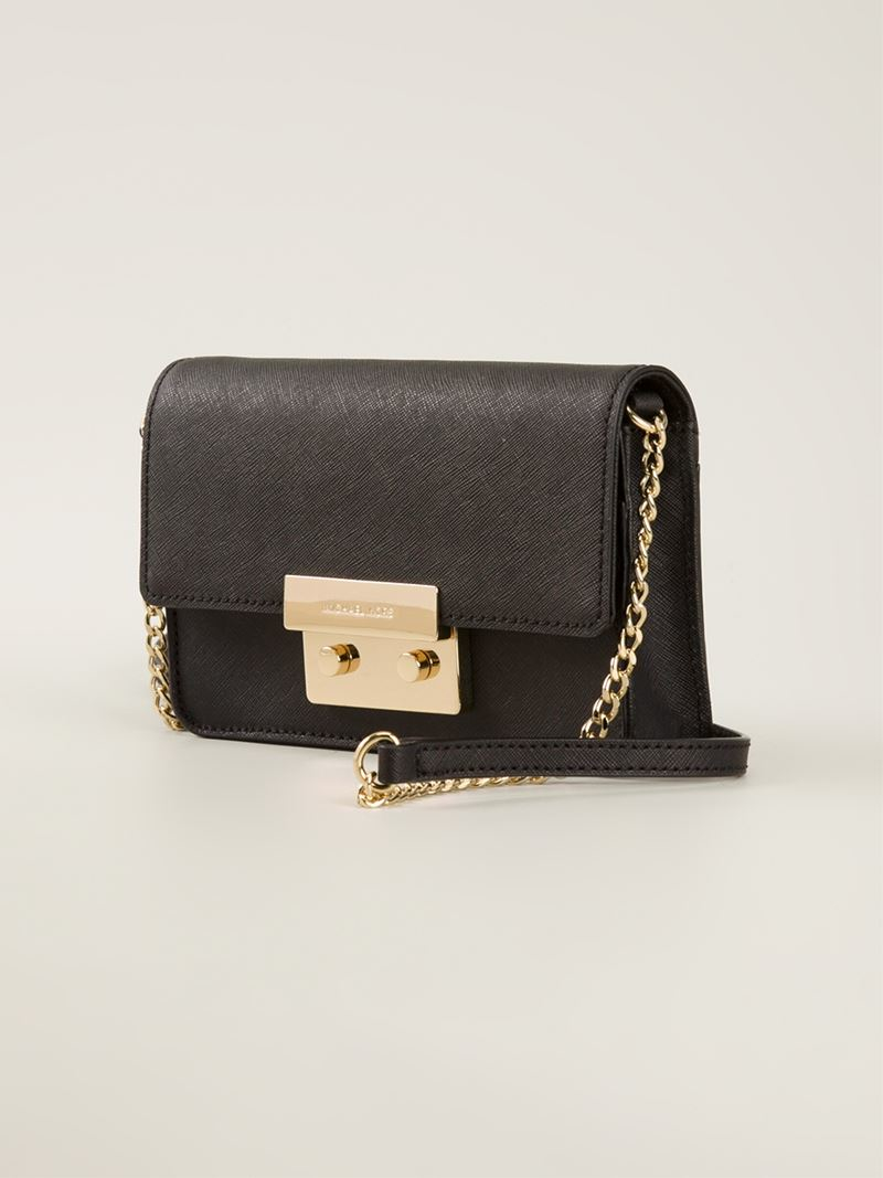 Lyst - Michael Michael Kors Gold Buckle Cross Body Bag in Black